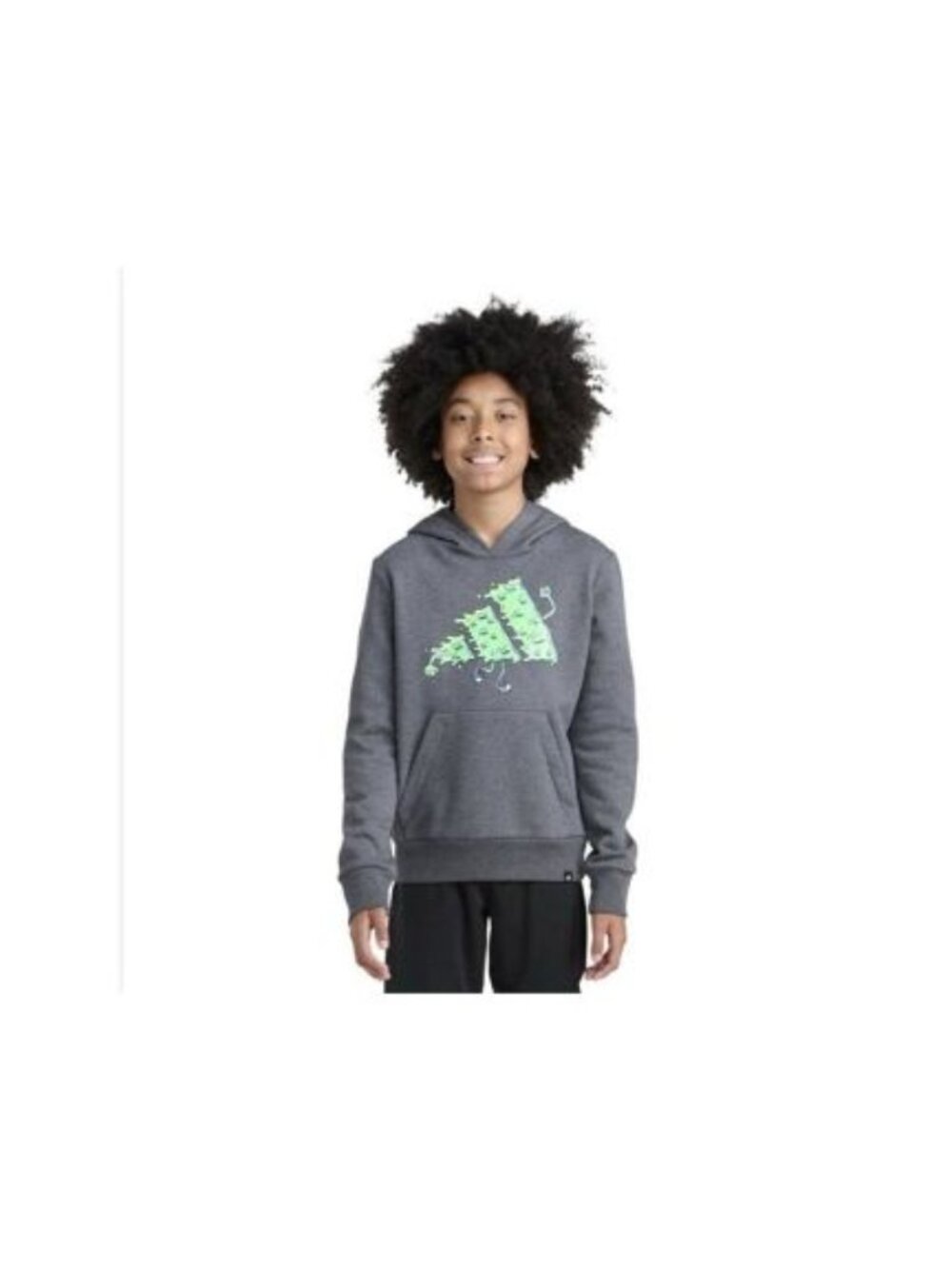 Adidas Medium (10-12) Heather Grey, Graphic Pullover Hoodie. New With Tags
